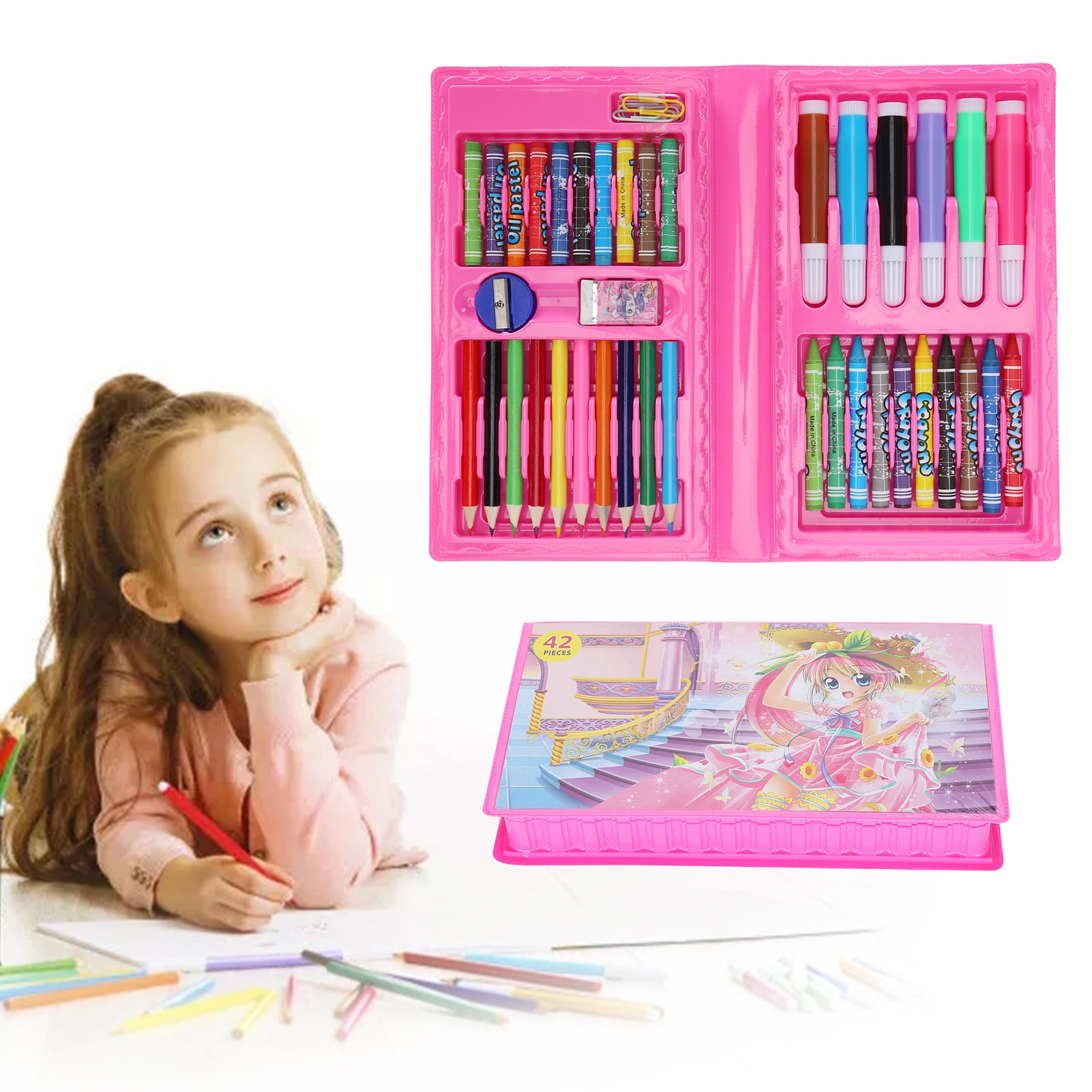  anjanaware Colour Fun Combo Kit, Assorted Items, Gifting  Kit, Drawing Book, Wax Crayons, Pencil, Eraser, Sharpner, Tempera  Colors