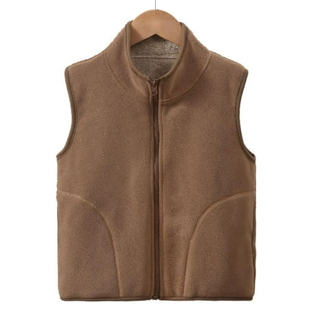 Mgmyaa Boys Girls Fleece Vest Jacket Sleeveless Padded Warm Outerwear Casual Button-Free Cardigan Lightweight Top 4-18 Years