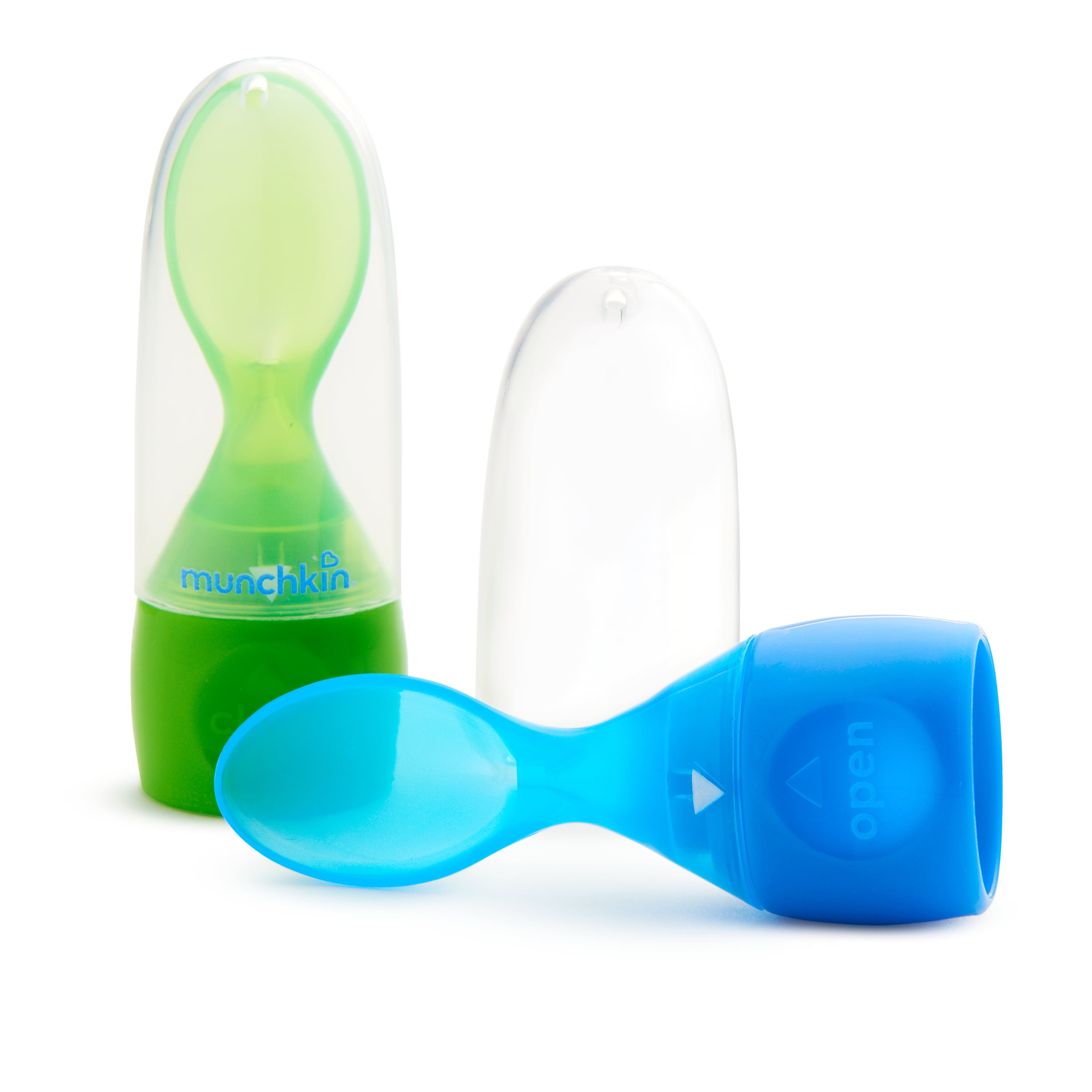 Blue&Green Munchkin Click Lock-Food Pouch Spoon Tips 2 each Pink&Green or 