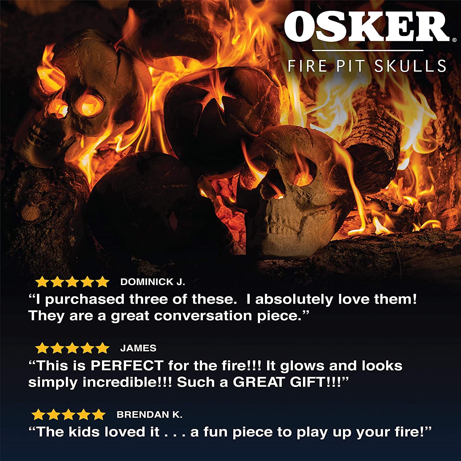 OSKER Ceramic Fireproof Fire Pit Skull Log for Bonfire, Campfire, Fireplace,  Firepit | Gray | 1 CT - Walmart.com