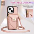 thumbnail image 5 of Dteck for Apple iPhone 14 Plus Zipper Pocket Case, Flip PU Leather Wallet Crossbody Shoulder Strap Lanyard Case with Credit Card Holder Women RFID Blocking Protective Purse Cover, rosegold, 5 of 6