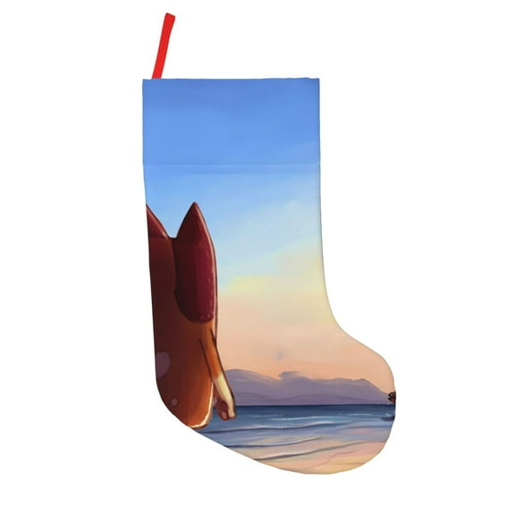 Lsque 18 Inches Bluey Pattern Christmas Stockings Hanging Ornaments,Knitted Xmas Fireplace Hanging Stocking,Holiday Decoration