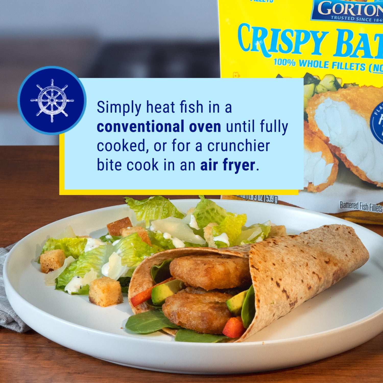 Gorton’s Crispy Battered Fish Fillets, Whole Wild Caught Alaskan Pollock, 10 Count