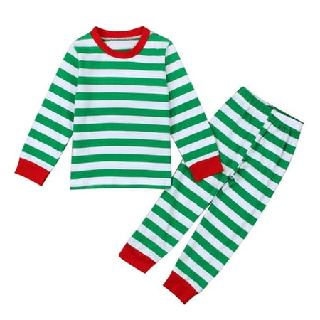 

Parent-child Long Sleeve Striped Print Christmas Pajamas Set Kids Parents Tops Long Pants Casual Sleepwear