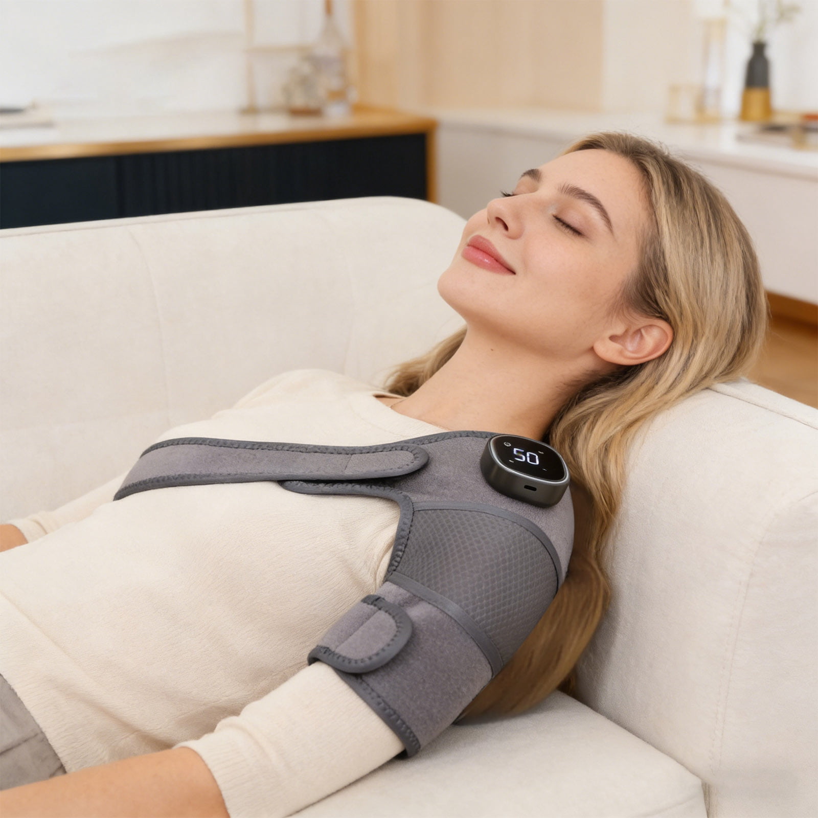 Rejuvacare Shoulder Massager - Rejuvacare Triple Method Massager-Heat, Massage & Compression for Pain Relief Deep Tissue,Cordless Shoulder Heating Pad with Massage,Rotator Cuff Heating Pad