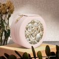 thumbnail image 6 of Yiaed Starfish and Sea Shells Print Travel Jewelry Case Bridesmaid Gift Boxes Jewelry Travel Organizer Small Round Jewelry Box Mini Storage-Pink, 6 of 7