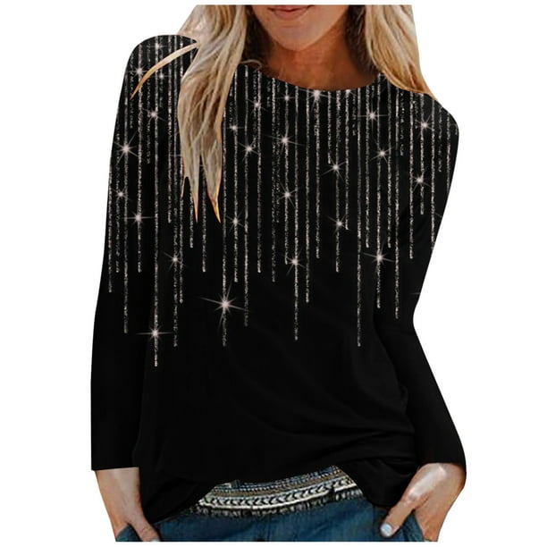 Blusa informal con estampado de manga larga y cuello redondo para mujer a la moda Fridja bvmnju795