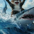thumbnail image 5 of Patifu Cat Shark Ocean Washable Shower Curtain 100% Polyester with Hooks for Bathroom Decoration 69"x72, 5 of 7