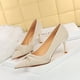 thumbnail image 3 of Zapatos de tacón para mujer, edición coreana, elegantes, para banquetes, tacones altos, ajustados, de boca baja, con lazo puntiagudo, zapatos individuales para mujer, 3 of 5