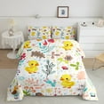 thumbnail image 2 of Cartoon Yellow Duck Comforter Set Cute Duck Bedding Set ,Kawaii Floral Animal Bed Comforter Set Woodland Leaves Flowers Butterfly Quilt Duvet 1 Pillow Case, 2 of 7