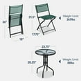 thumbnail image 3 of Best Choice Products 3-Piece Patio Bistro Dining Furniture Set w/ Glass Tabletop, Folding Chairs - Dark Green, 3 of 10