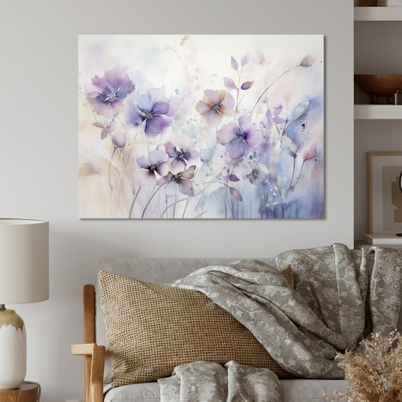 Designart "violet Mystical Blooms III" Abstract Botanicals Metal Art Living Room