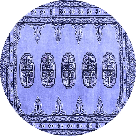 Ahgly Company Machine Washable Indoor Round Southwestern Blue Country Area Rugs, 5' Round