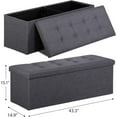 thumbnail image 3 of QRKD Folding Storage Ottoman Bench Foot Rest Storage Chest,15 x 43 x 15 Inches End of Bed Bench with Divider for Living Room Bedroom Entryway, 660 lbs Load Capacity, Linen Fabric, Dark Grey, 3 of 15