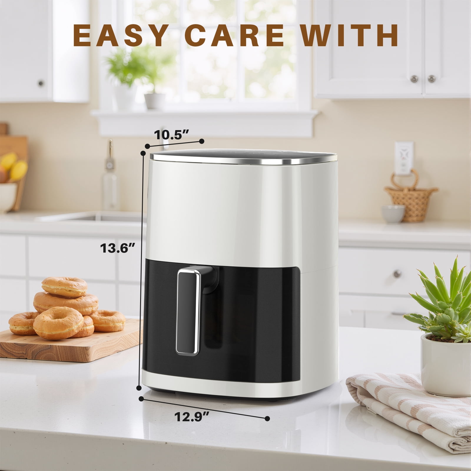 TINKLE WELL Air Fryer, 6-Quart 12-in-1 Multi-Cooker with Viewing Window for Oil-Free Frying, Baking & Dehydrating, Up to 400°F, Beige