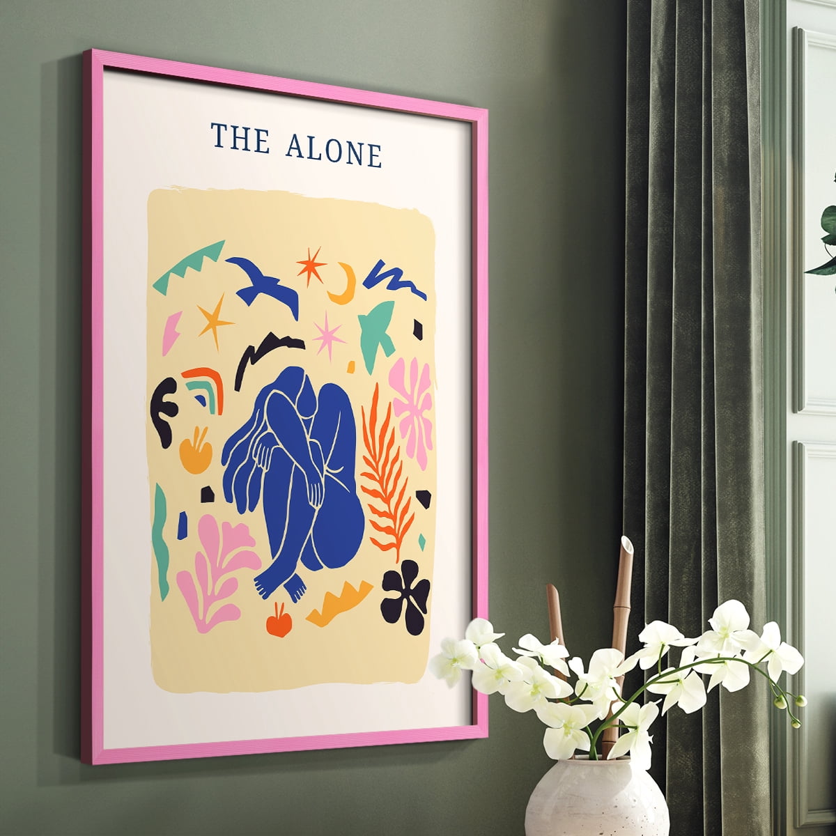 Matisse CDXLIII in Pink Solid Wood Framed Print No Nail Hanging