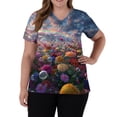thumbnail image 3 of Cloud Printed Scrubs For Women Vneck Medical Scrub Tops Short Sleeve Stretch Nurse Uniform Fashion Scrub Tops With Pocket Blue L, 3 of 5