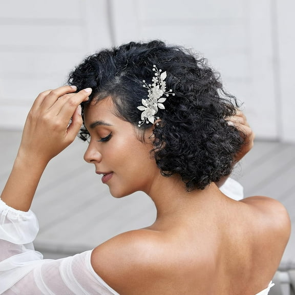 Rhinestone Bride Wedding Hair clip Silver Crystal Bridal Hair comb Sparkly Hair Piece Gem Hair Accessories for Women/Girls & Brides/Bridesmaids