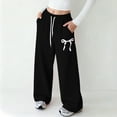 thumbnail image 2 of Boys Joggers Size 8 Baggy Sweatpants for Girls Bowknot Lightweight Wide Leg Sweat Pants Athletic Elastic Waist Trousers 4-14 Years, 2 of 4