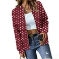 thumbnail image 5 of Bomber Jacket Women Sevevn Women's Bomber Jacket Casual Polka Dot Print Long Sleeve Pocket Zipper Sweatshirts Coat, 5 of 6