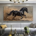 thumbnail image 2 of Elegant Black Horse Canvas Wall Art Framed 48x24 Inch Modern Living Room Decor 2D Flat Print Ready to Hang, 2 of 5