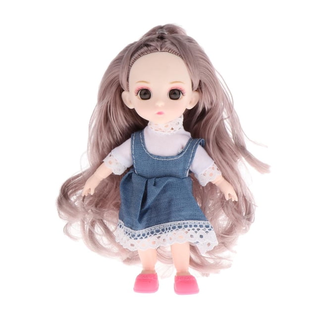 16cm 13 Muñeca Articulada con Juguetes de Bricolaje con Conjunto Completo Ropa Peluca Maquillaje, el para Niñas Cabello rizado gris