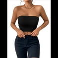 thumbnail image 2 of Tops de Tubo para Mujer, Tops Cortos Sin Tirantes, Básicos, Sin Espalda, Sin Mangas, Bandeau, Atuendos Bonitos para Salir de Verano 2025. Negro XS, 2 of 7