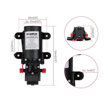 CarBole 12V 1.2 GPM Diaphragm Water Pump | 35 PSI For Boat RV Marine Lawn Sprayer | Self-Priming