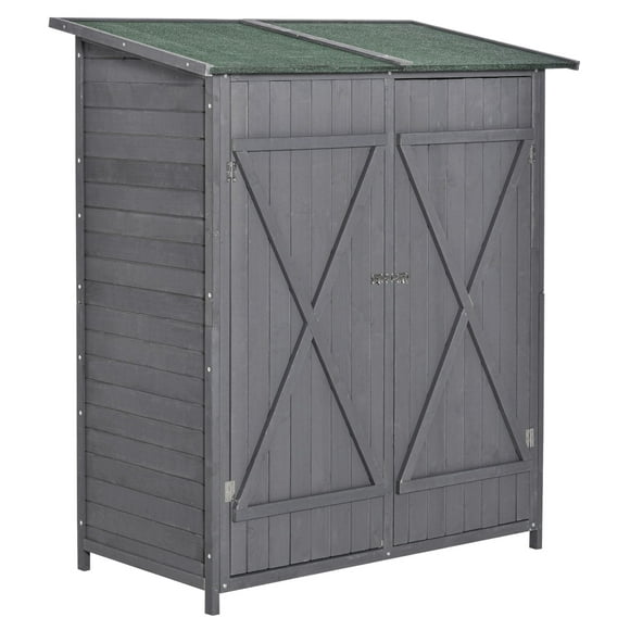 Outsunny Garden Storage Shed w/ Shelf & Fixed Fittings, Green and Grey