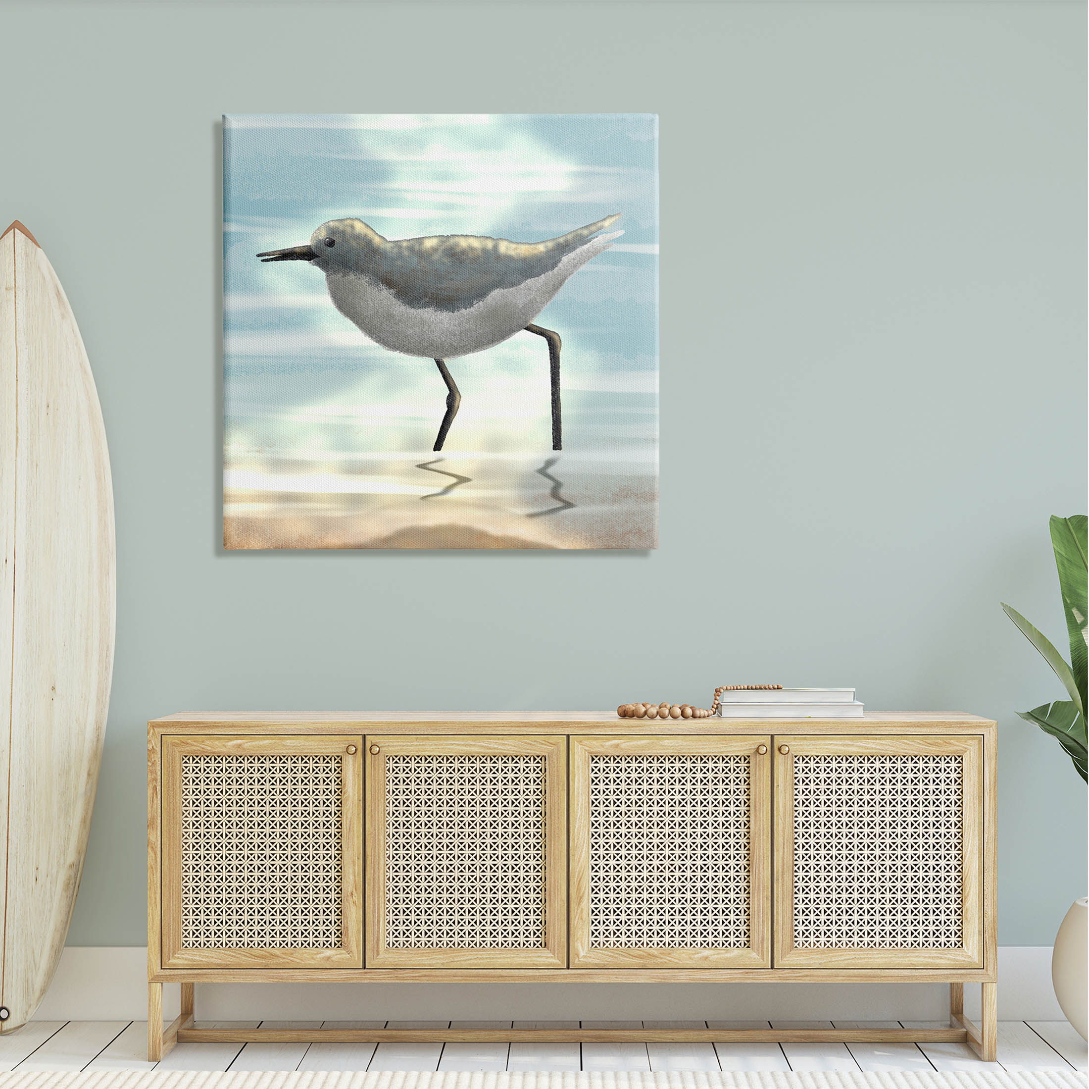 Stupell Industries Sandpiper Standing Coastal Ocean Tide Graphic Art Gallery Wrapped Canvas Print Wall Art, Design by Marcus Prime
