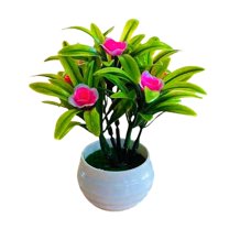 Artificial Flowers, Ongmies Spring Park Artificial Pot Flowers Potted Flower Arrangements Small Faux Flower in Pots for Home Farmhouse Windowsill Table Centerpieces Shelf Decor, Pink