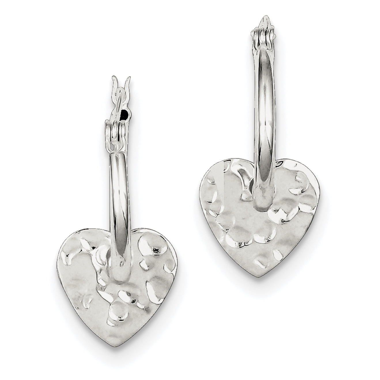 Oxidized Hammered Silver Hoops Silver Heart Dangle Hoop Earrings Rustic Industrial Heart Earrings Artisan Silver Heart Hoops