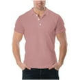 thumbnail image 1 of pstuiky Camisas casuales de manga corta para hombre, Camiseta de manga corta con cuello redondo y botones a la moda para hombre, informal, transpirable y a juego con el color l, 1 of 5