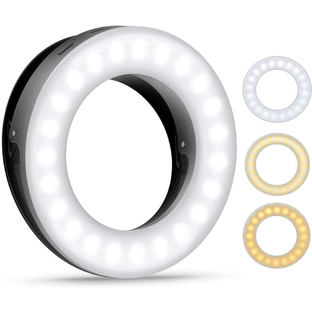 Luz para selfie, luz para selfie para teléfono celular, luz de anillo para teléfono celular, luz de anillo de 40 LED con brillo de 3 cosas, luz de anillo para selfie recargable por USB, para todos