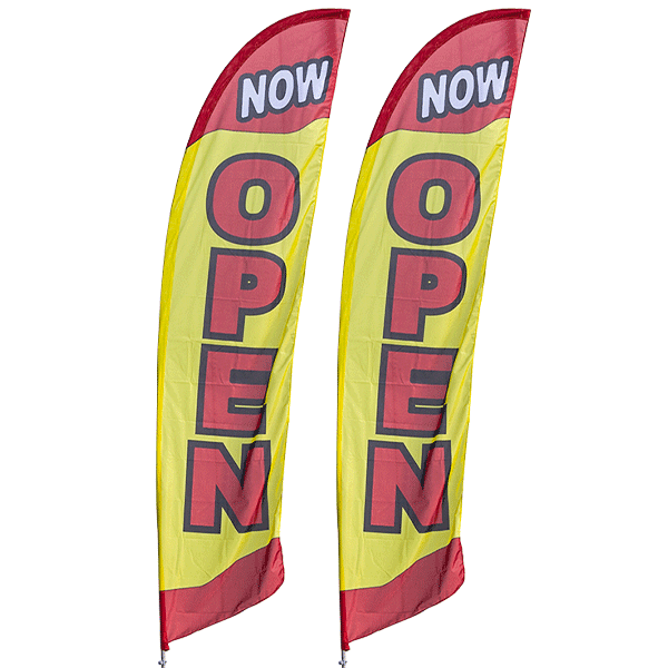 Now Open Feather Flag 2 Pack Flag Pole Kit with 2 Flag Pole Sets and 2 Ground