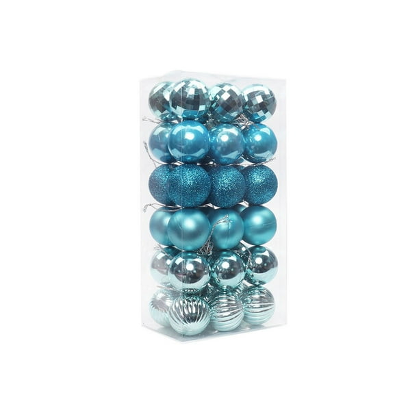 Billuyoard 36 piezas ventana techo Navidad adorno hogar árbol colgante reutilizable vacaciones decoración ornamento 4cm diámetro Kits de decoración para fiestas Azul agua claro Billuyoard HA071347-09B