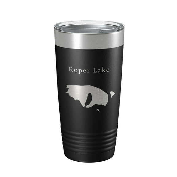 Roper Lake Map Tumbler Travel Mug Insulated Laser Engraved Coffee Cup Arizona 20 oz Black