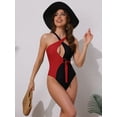 thumbnail image 4 of DARING DIVA Women's Criss Cross Color Block Monokini Set X-Large Black Red, 4 of 6