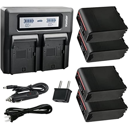 Kastar 4 Pack Battery and LCD Dual Fast Charger for Sony NP-F990 Pro NP-F970 MVC-CD1000 MVC-CD400 MVC-CHF81 MVC-CKF81 MVC-FD100 MVC-FD200 MVC-FD5 MVC-FD51 MVC-FD7 MVC-FD71 MVC-FD73 MVC-FD75 MVC-FD81