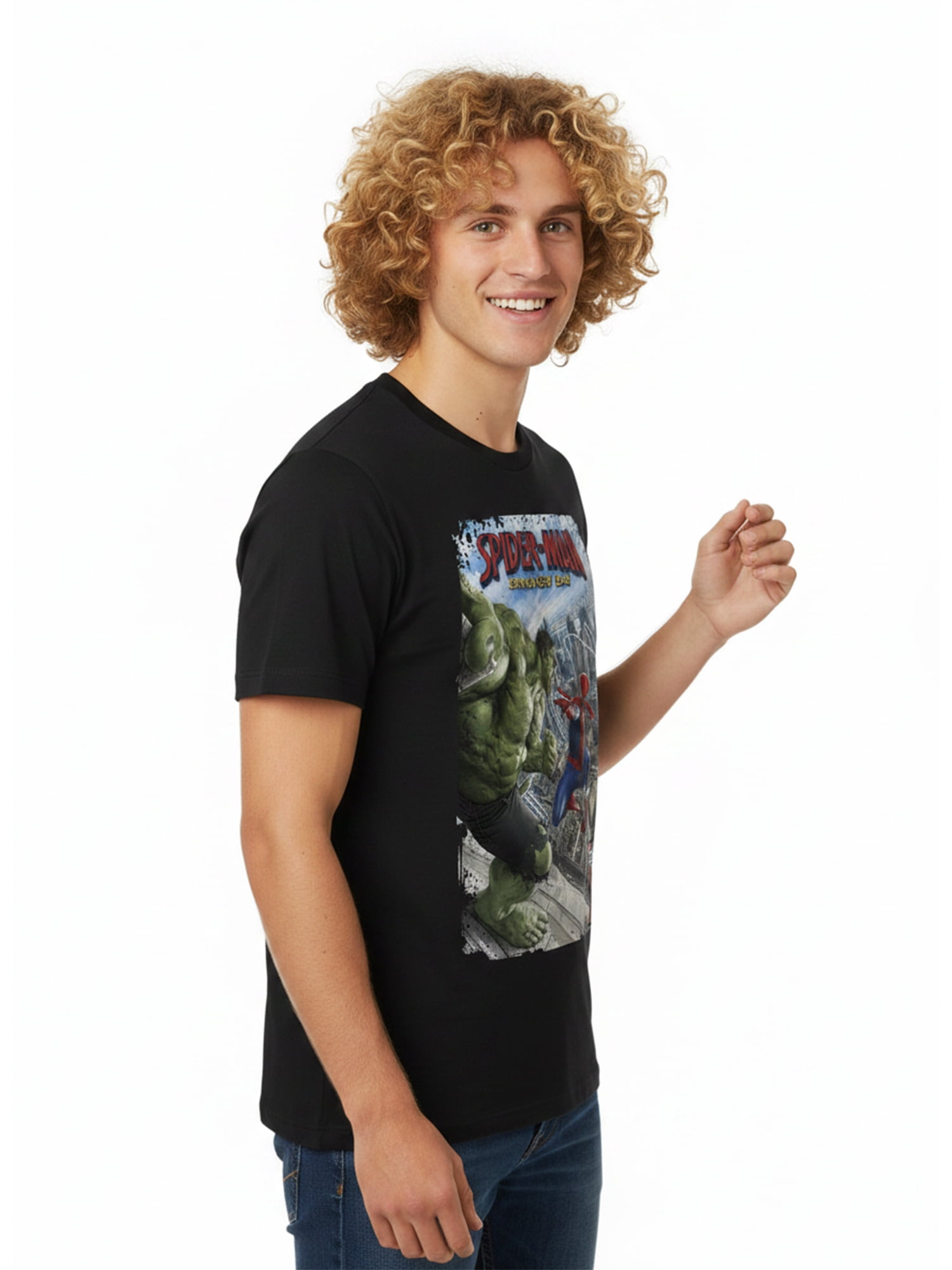 Marvel Spider-Man, Men's & Big Men's Graphic Tee, Spidey vs Hulk Comic Cover, Sizes S-3XL