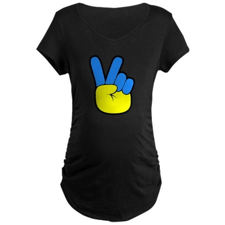 

CafePress - Ukrainian Flag Peace Sign Ukrain Maternity T Shirt - Maternity Dark T-Shirt