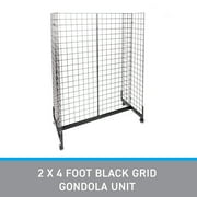 SSWBasics Black Grid Gondola Unit - Includes Base and Casters - Grid Unit 48L x 66H x