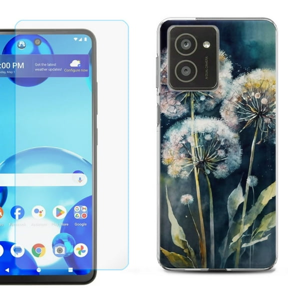 For HMD Vibe Shockproof Phone Case Cover with Tempered Glass Screen Protector, by OneToughShield - Dandelion Color