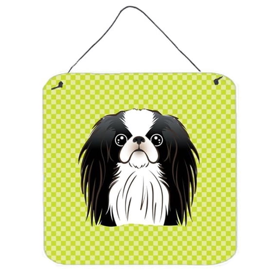 Checkerboard Lime Green Japanese Chin Aluminum Metal Wall Or Door Hanging Prints, 6 x 6 In.