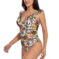 thumbnail image 3 of Yiaed Cute Cat Print Women's Ruffled One Piece Swimsuit V Neck Swimwear Slimming Monokini for Woman-XX-Large, 3 of 8
