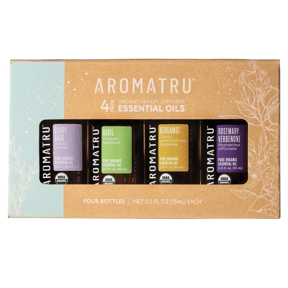 AROMATRU Organic Essential Oil Kits - Wildcrafted, No Synthetic Fillers, Ethically Sourced (Inspire Scents)-Pack