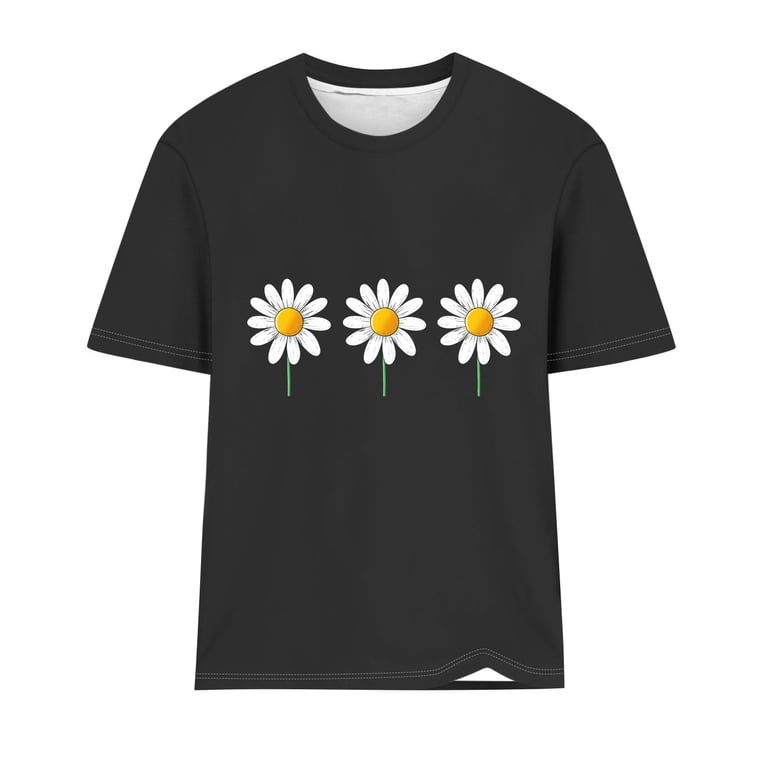 Rezuofi 1 Pcs Daisy Shirts for Women Oversized T Shirts Flower