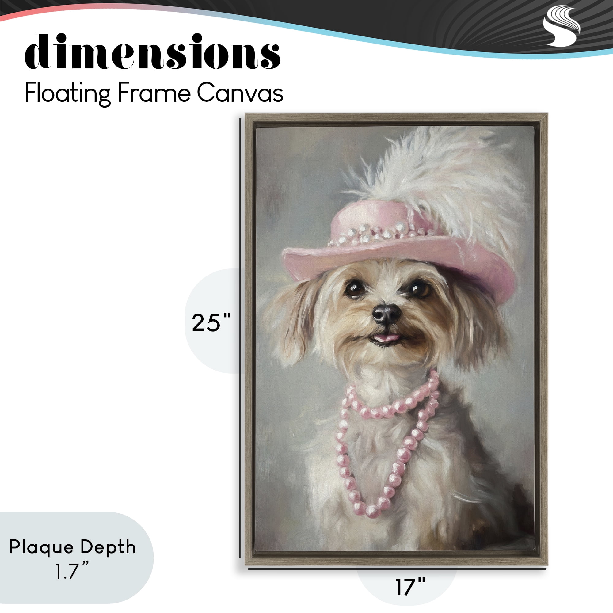 Stupell Industries Lady Yorkie Portrait Brown Framed Floater Canvas Wall Art, design by Tina LeCour