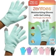 ZenToes Moisturizing Gloves, Fuzzy Mint Green with Media Tips, OSFM
