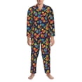 thumbnail image 3 of Cauagu Colorful Pineapples1 Print Men's Long-Sleeve Pajama Set,Soft Button-Front 2Pjs for Men Long Sleeve Men’s Sleepwear-Medium, 3 of 7